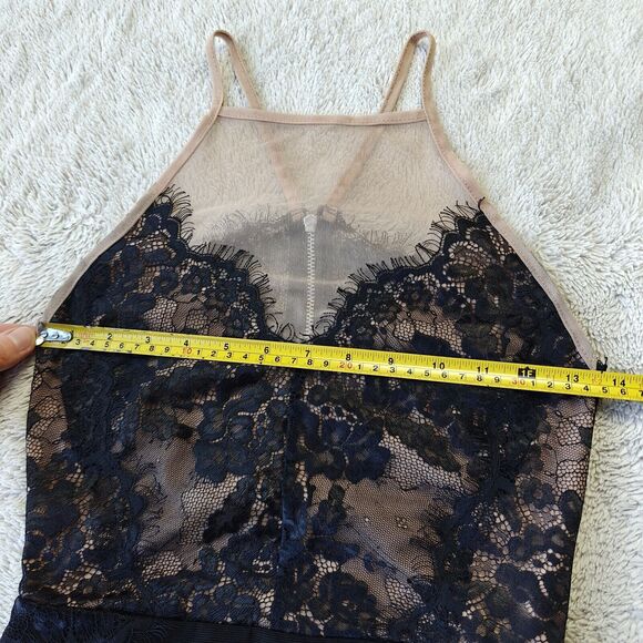 Topshop Petite Black Lace Dress Women's 4P Mini Cut Out Bodycon Stretch - Picture 8 of 9